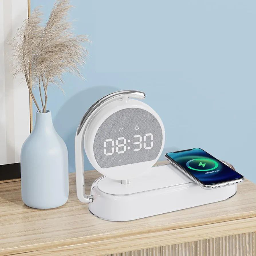 Smart Alarm Clock Lamp – 3-in-1 Wireless Charger