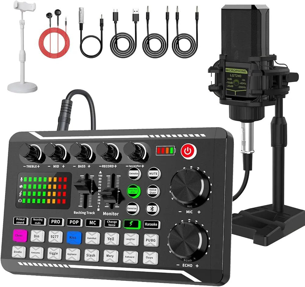 All-in-One Podcast Audio Mixer Bundle with Microphone