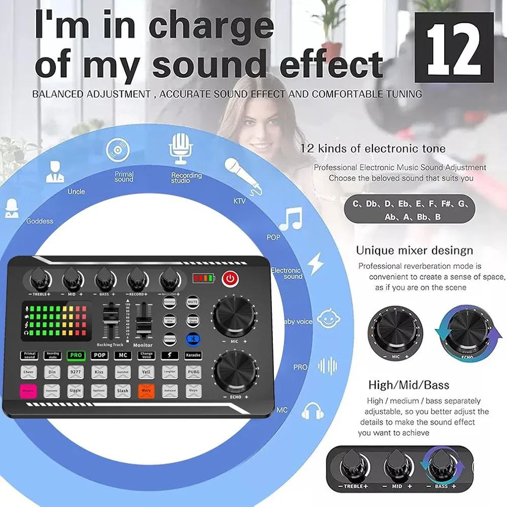 All-in-One Podcast Audio Mixer Bundle with Microphone