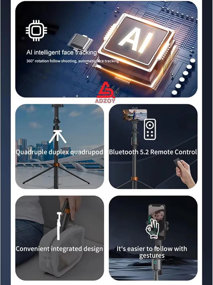 ADL-Q13 AI Tracking Selfie Stick Gimbal (180cm)