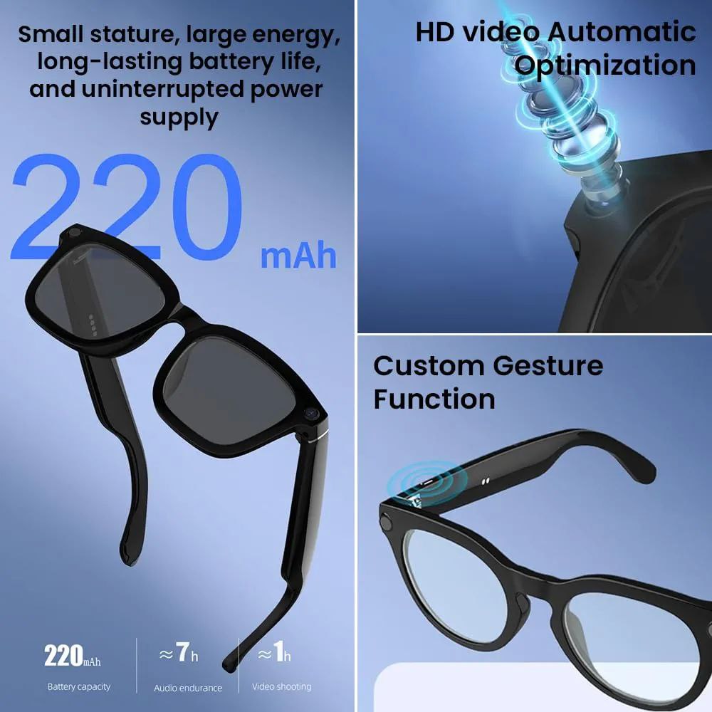 AI Smart Glasses with 1080P Camera & Bluetooth