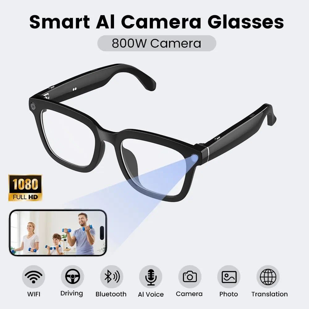 AI Smart Glasses with 1080P Camera & Bluetooth