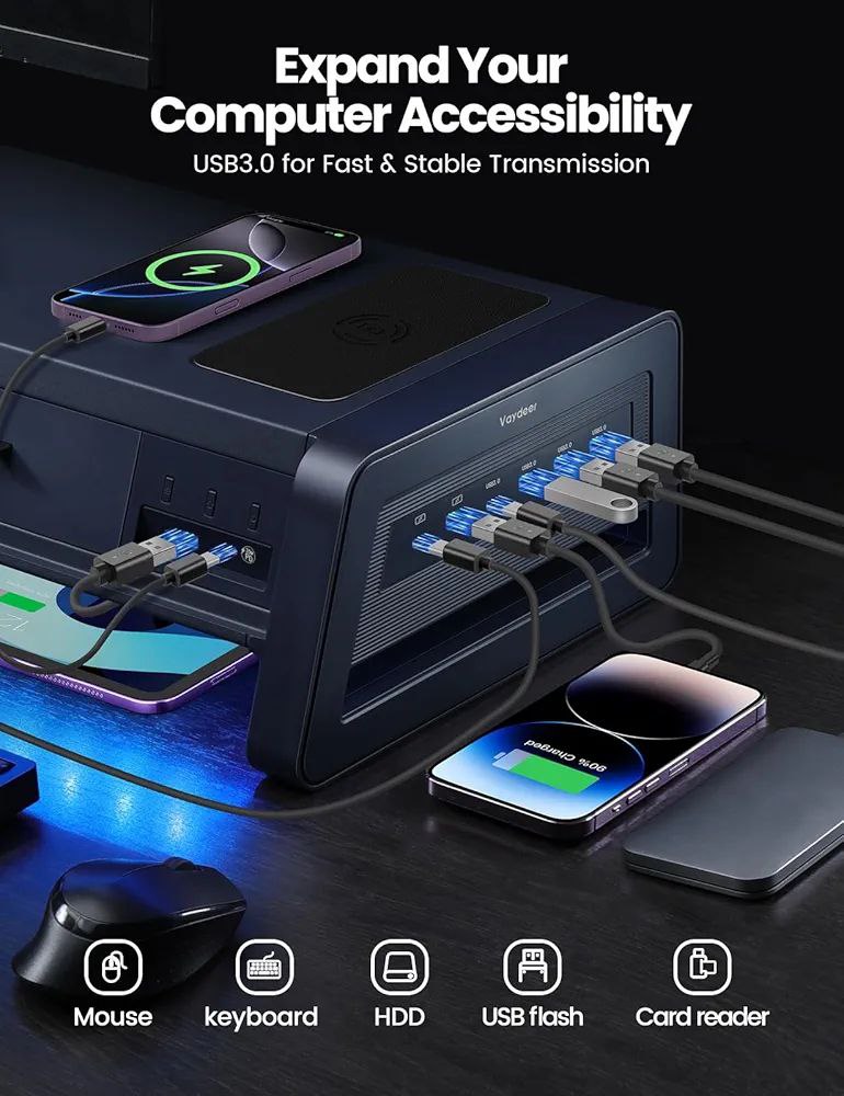 VAYDEER Dual Monitor Stand with Wireless Charging