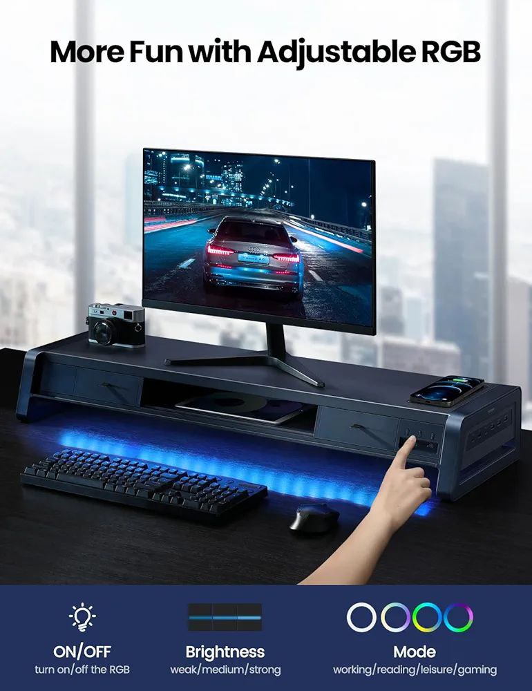 VAYDEER Dual Monitor Stand with Wireless Charging