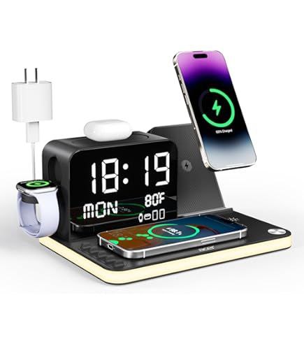 Smart Alarm Clock Lamp – 3-in-1 Wireless Charger