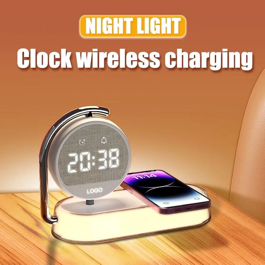 Smart Alarm Clock Lamp – 3-in-1 Wireless Charger